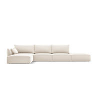 ECKSOFA links Kaelle aus Samt leichtes beige 5 Sitzplätze - Creme, Textil (171/364cm) - Micadoni
