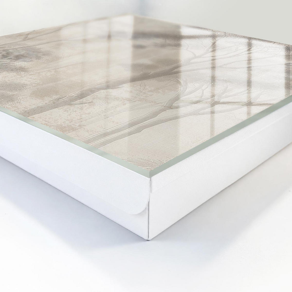 SCHLÜSSELBOX Weiß 30x30 cm – Türöffnung nach rechts - ätherische Wald - Grau, Metall (30/30/5cm) - TULUP