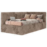 POLSTERBETT TILVO 90/200 - Braun Cord - Ohne Matratze - Rechts - Braun, Textil (200/90cm) - MKS