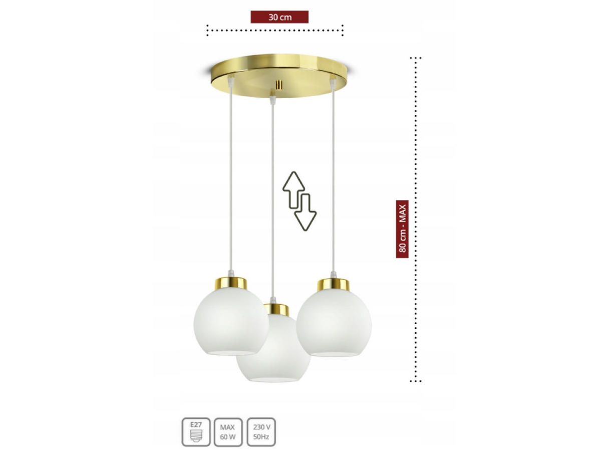 PENDELLEUCHTE GOLDGLAS - Goldfarben/Weiß, Glas/Metall (40/40/80cm) - kiki design