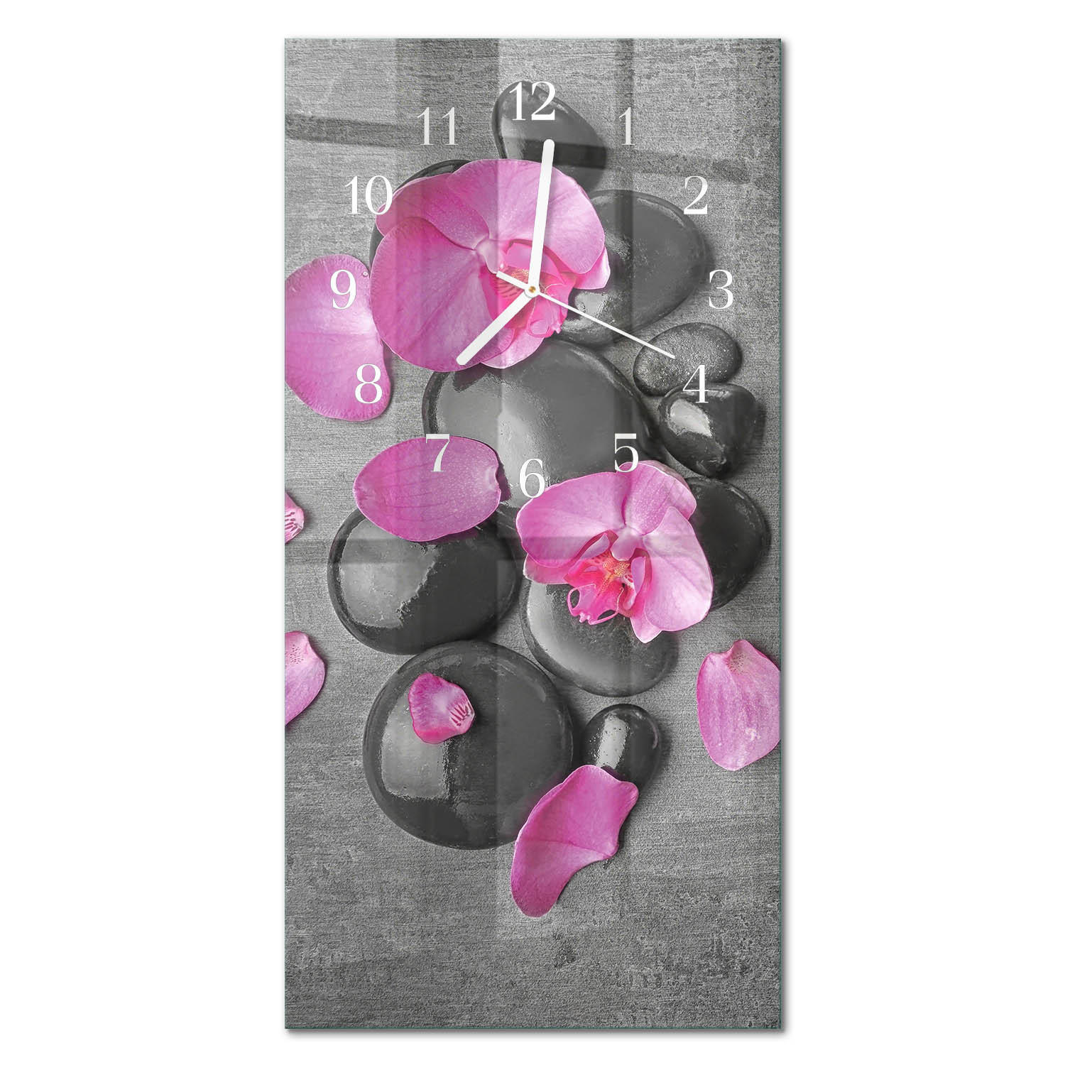 WANDUHR 30x60 cm - Orchideenblüte - Multicolor, Glas (30/60/0.4cm) - TULUP