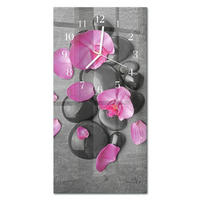 WANDUHR 30x60 cm - Orchideenblüte - Multicolor, Glas (30/60/0.4cm) - TULUP
