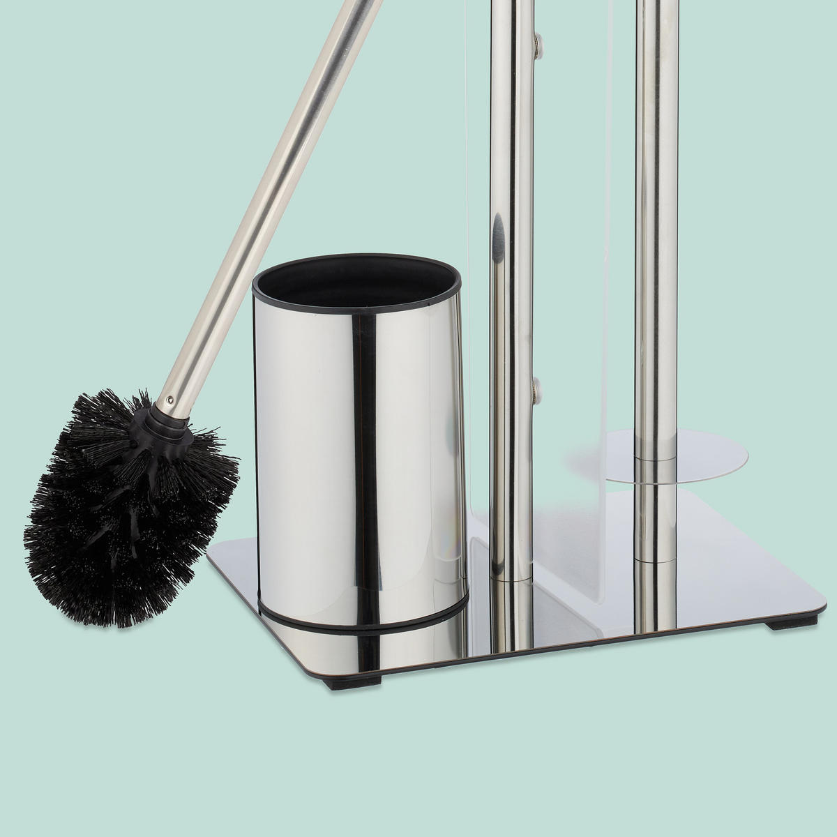 WC-GARNITUR - Silberfarben, Kunststoff/Metall (22/75/20cm) - Relaxdays