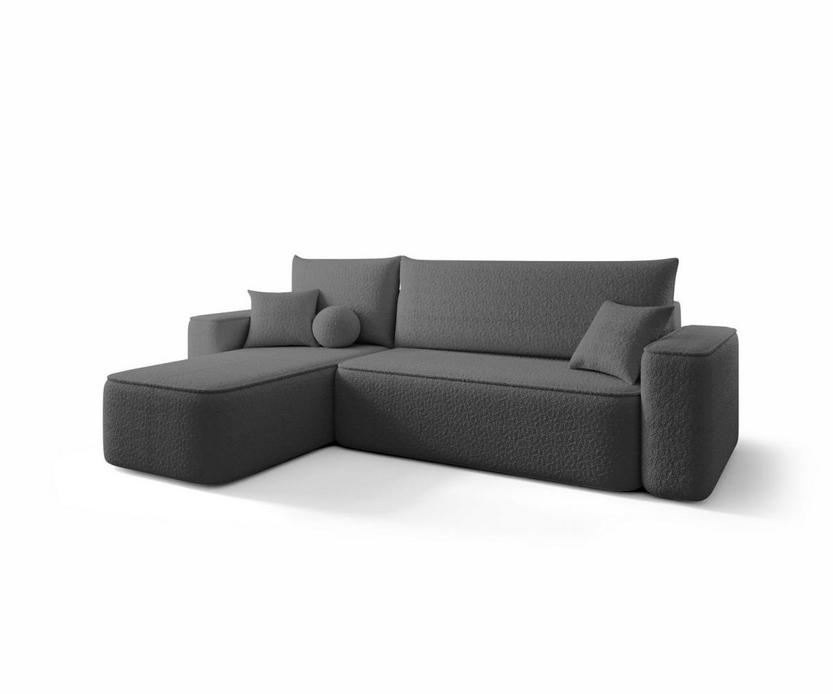 ECKSOFA TEXAS links dunkelgrau Bukle Quelle 92 - Schlaffunktion, Bettkasten - Anthrazit, Textil (250/150cm) - Cornero