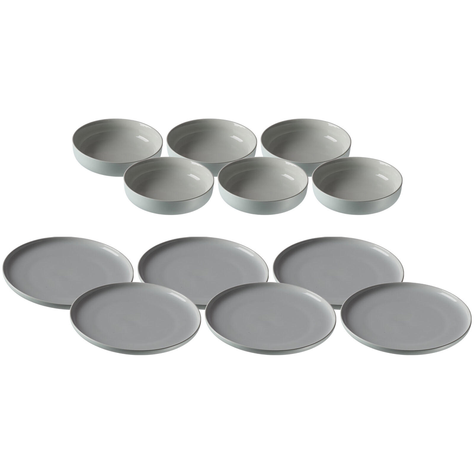 TELLER UND SCHALENSET Jasper mint 12er Set - Mintgrün, Keramik (1/1/1cm) - Ritzenhoff Breker