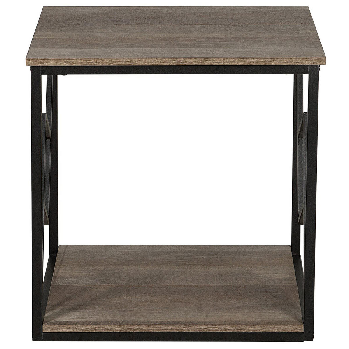 BEISTELLTISCH dunkler Holzfarbton quadratisch 56/56 cm Forres - Dunkelbraun/Schwarz, Holzwerkstoff (56/56/56cm) - Beliani