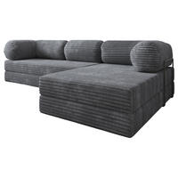 ECKSOFA ETERA modulares Boneless Sofa mit Schlaffunktion Grau Cordstoff - Dunkelgrau, Textil (270/160cm) - MASSENO