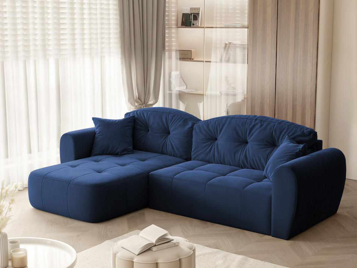 ECKSOFA RAVEN mit Schlaffunktion und Bettkasten Marineblau - Dunkelblau, Holzwerkstoff/Kunststoff (250/160cm) - Idohome