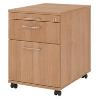 ROLLCONTAINER - mit Hängeregistratur 58/42,8/59 cm in Nussbaumfarben Bügelgriff (Metall) - Nussbaumfarben, Holzwerkstoff (42.8/59/58cm) - bümö