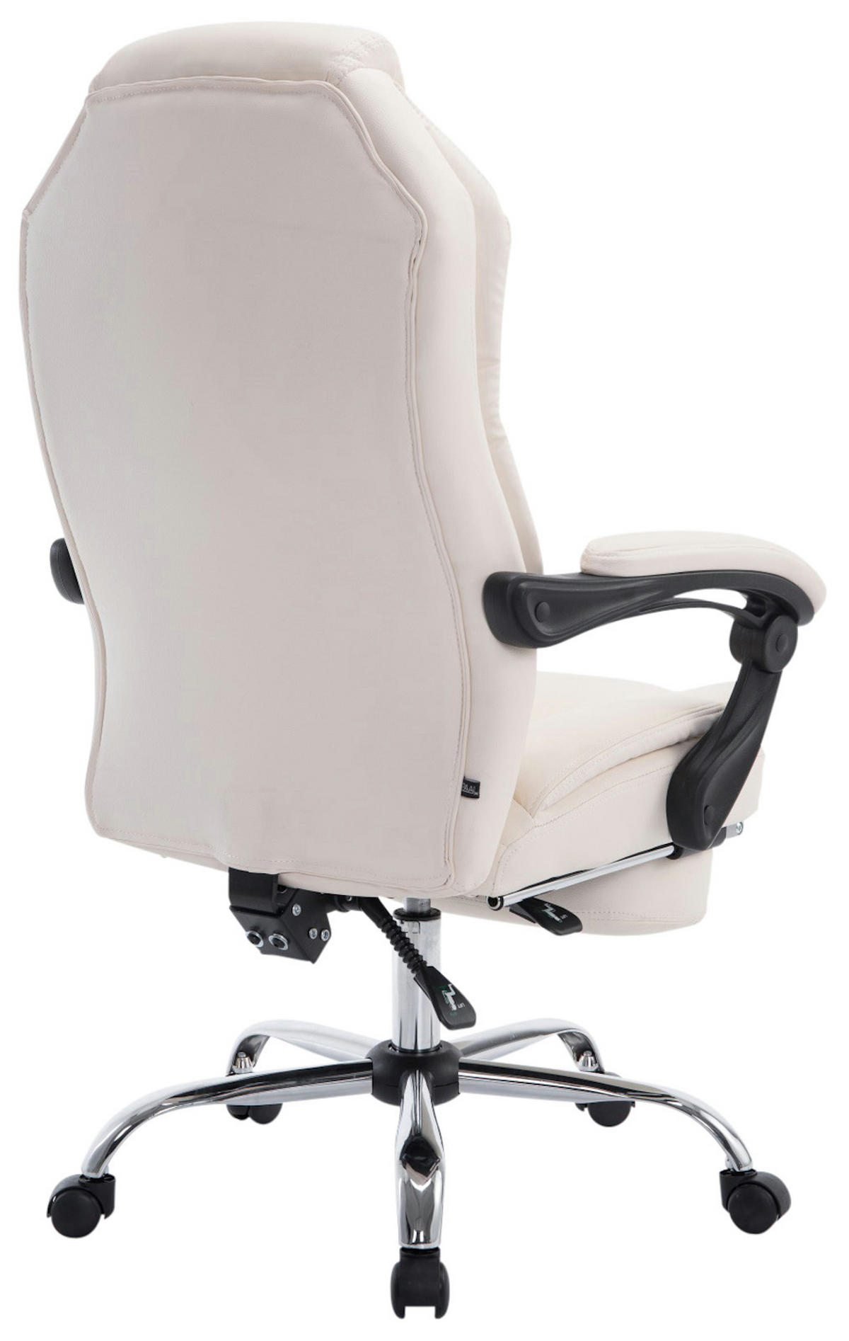CHEFSESSEL Lederlook Creme - Chromfarben/Creme, Textil/Metall (67/114/64cm) - CLP