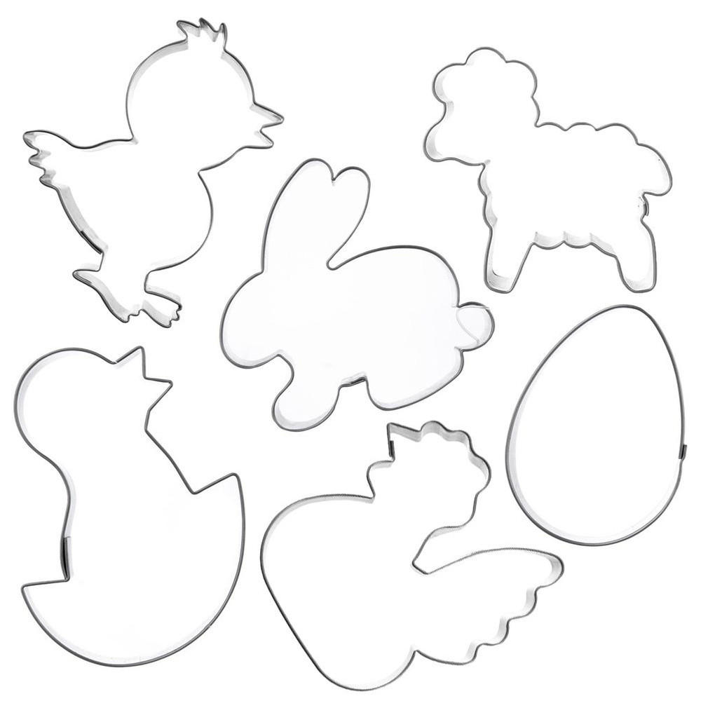 AUSSTECHFORMEN-SET Ostern Variete 6-teilig Silber - Silberfarben, Metall (7/1.7/7cm) - Orion 