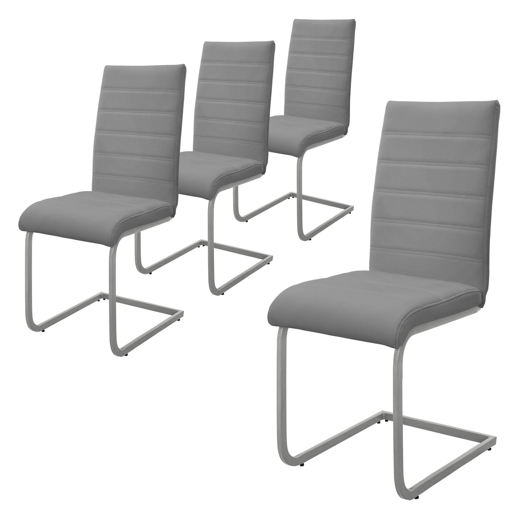 ESSZIMMERSTUHL grau 4er Set - Grau, Metall (40/102/57cm) - ML-DESIGN