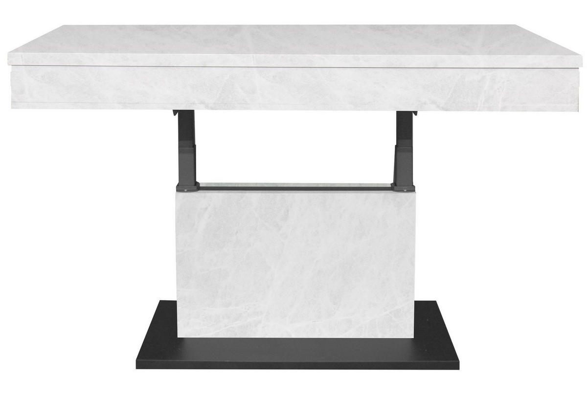 COUCHTISCH Höhenverstellbar Else 1 110x59x60 Holz Keramikoptik Weiß - Hellgrau/Schwarz, Holzwerkstoff (110/60/59cm) - 58aufmkessel