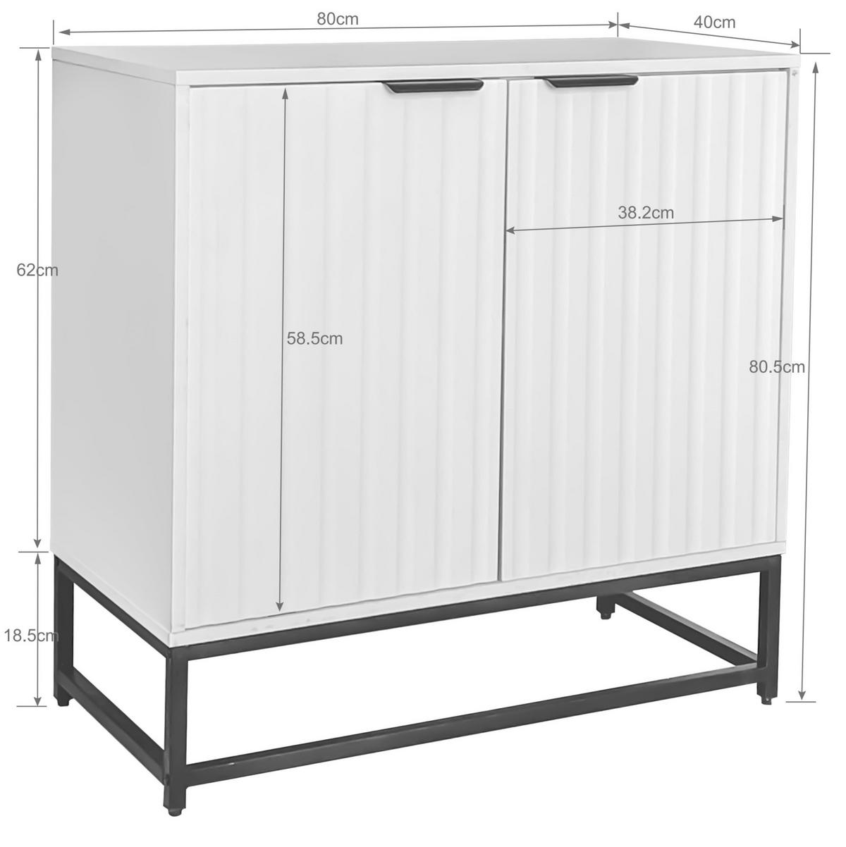 KOMMODE aus Spanplatte 80x40x80 cm Weiß mit Stauraum, Metallgriffen und Metallbeinen - Weiß, Holzwerkstoff (80/80/40cm) - Modfu