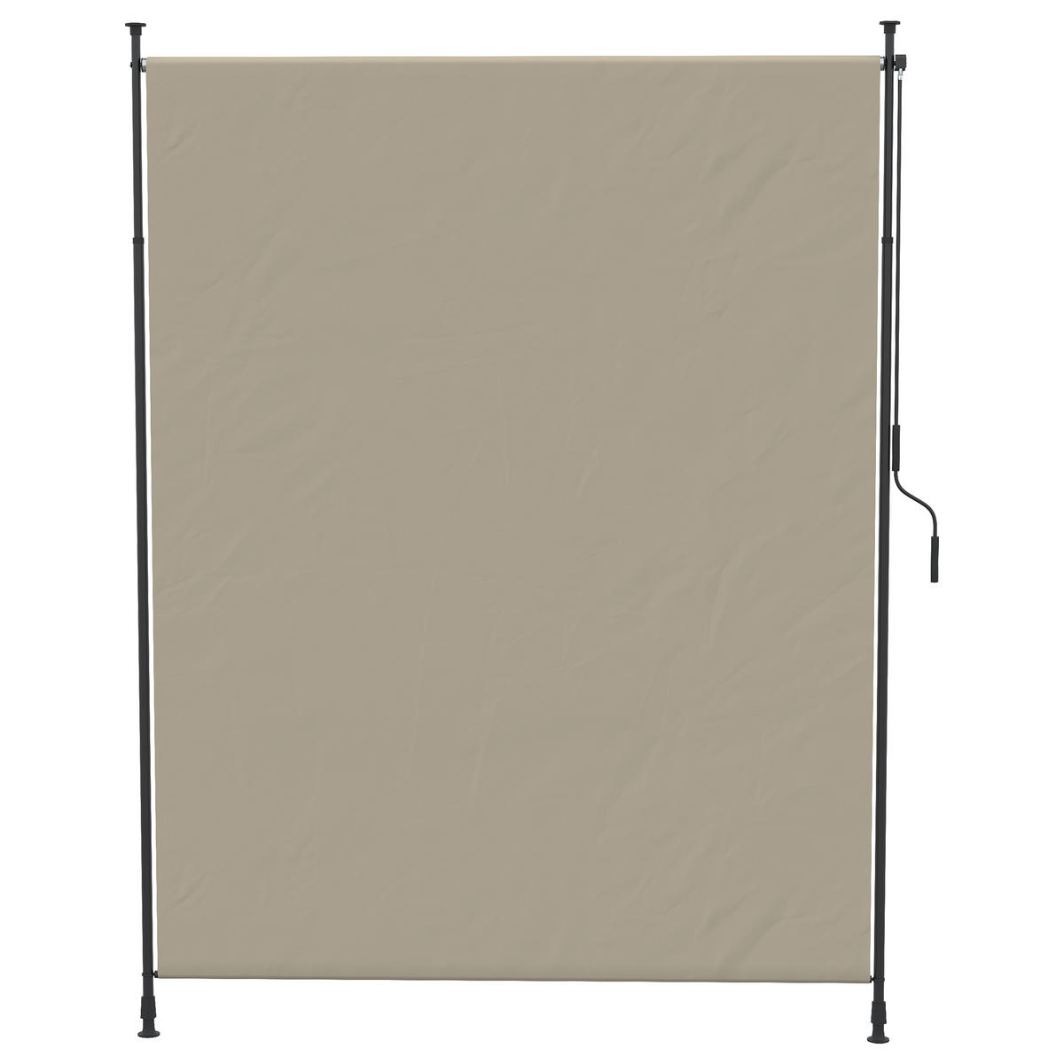 SEITENMARKISE, Montage ohne Bohren, höhenverstellbar, mit Handkurbel, Metallrahmen, sandfarben, 2 x 2,15-3,05 m - Sandfarben, Textil (200/305/3.8cm)