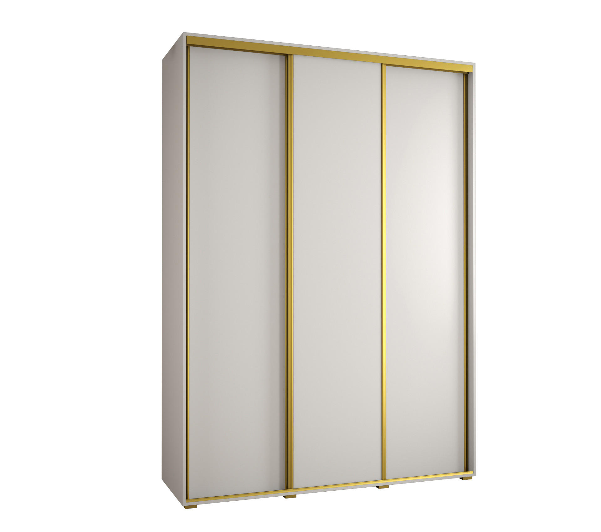 Abiks Möbel Schwebetürenschrank Weiß, Weiß, Gold 180x235x60 cm