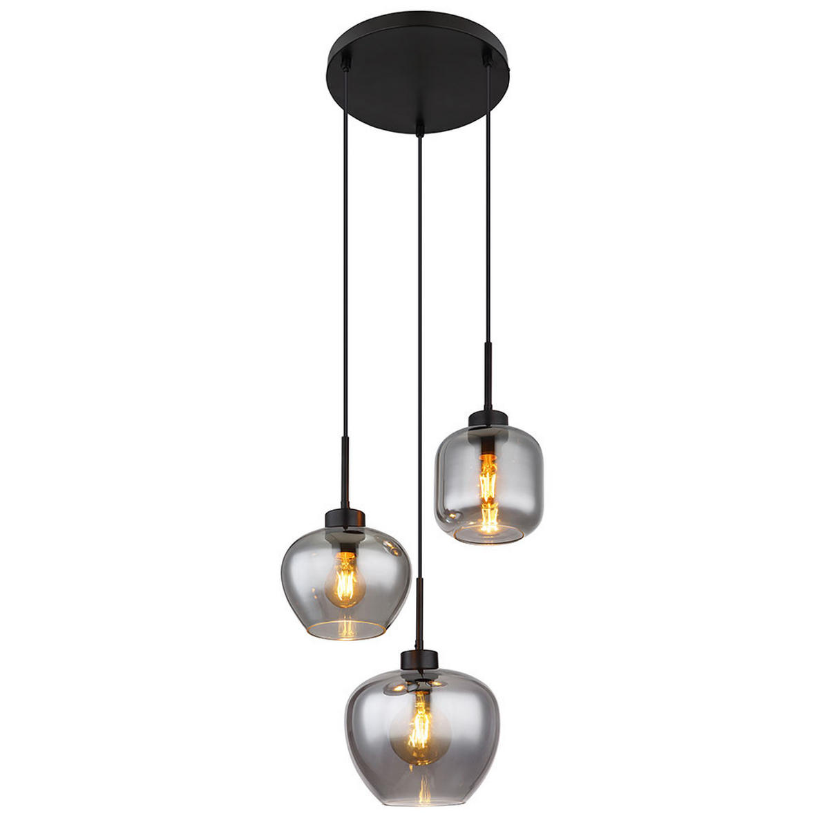 LED HÄNGELEUCHTE Matt Schwarz Rauchglas - Schwarz, Glas (38/38/120cm) - Globo Lighting
