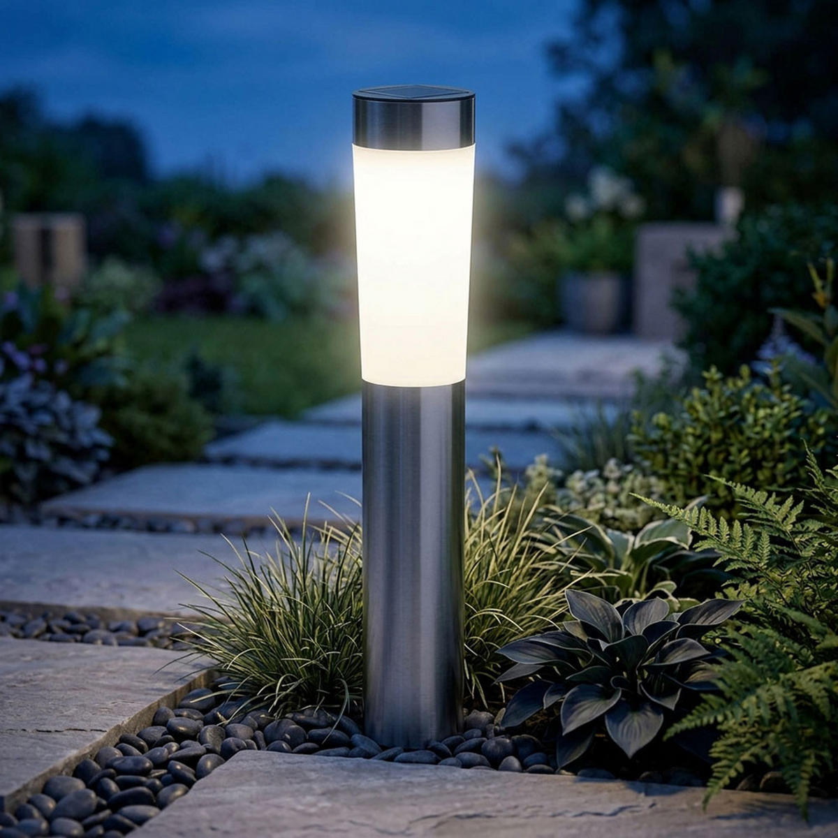 LED AUSSENLEUCHTE Solar Silber - Silberfarben, Metall (7.5/7.5/56cm)