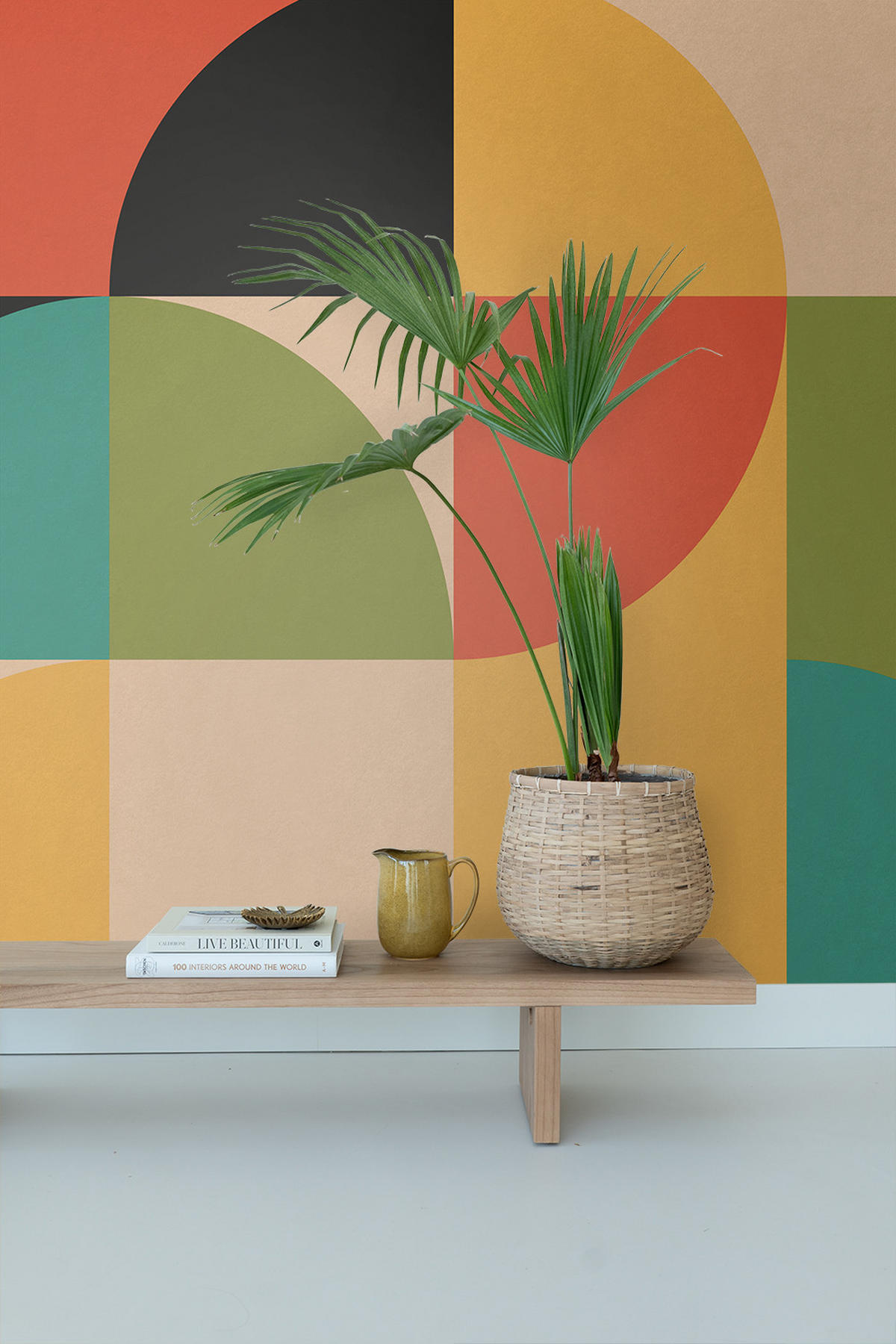 FOTOTAPETE Kreise im Bauhaus-Stil 250 x 279 cm - Beige, Papier (250/279cm) - ESTAhome