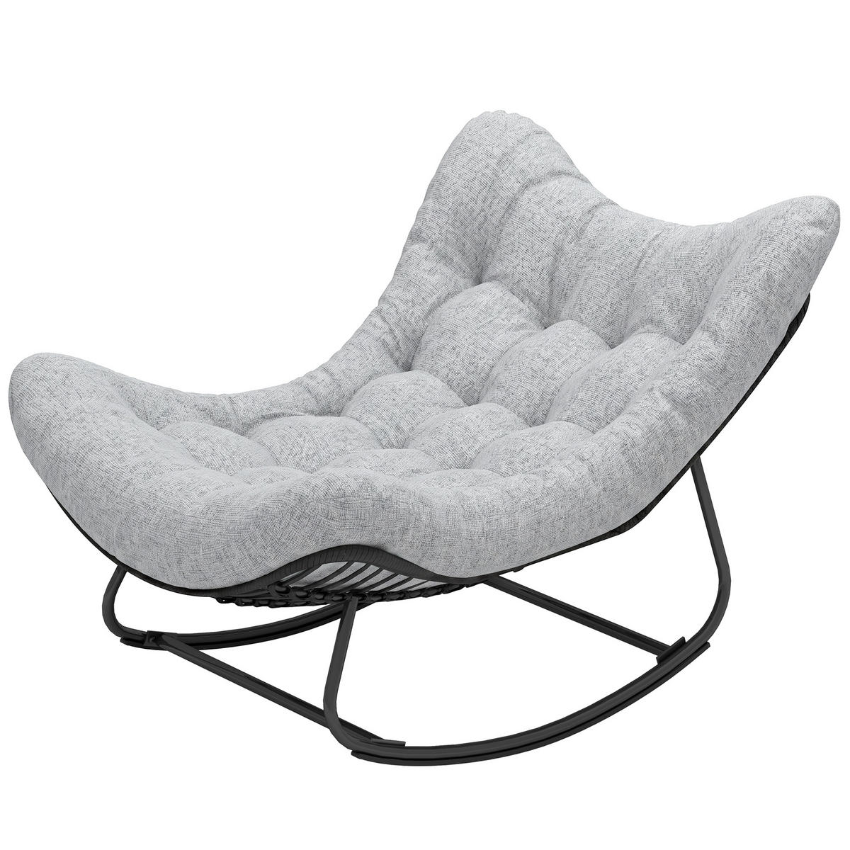 SCHAUKELLSTUHL DE-13622 eiförmig mit Polster Grau - Grau, Metall (98/74/111cm) - ComfortXL