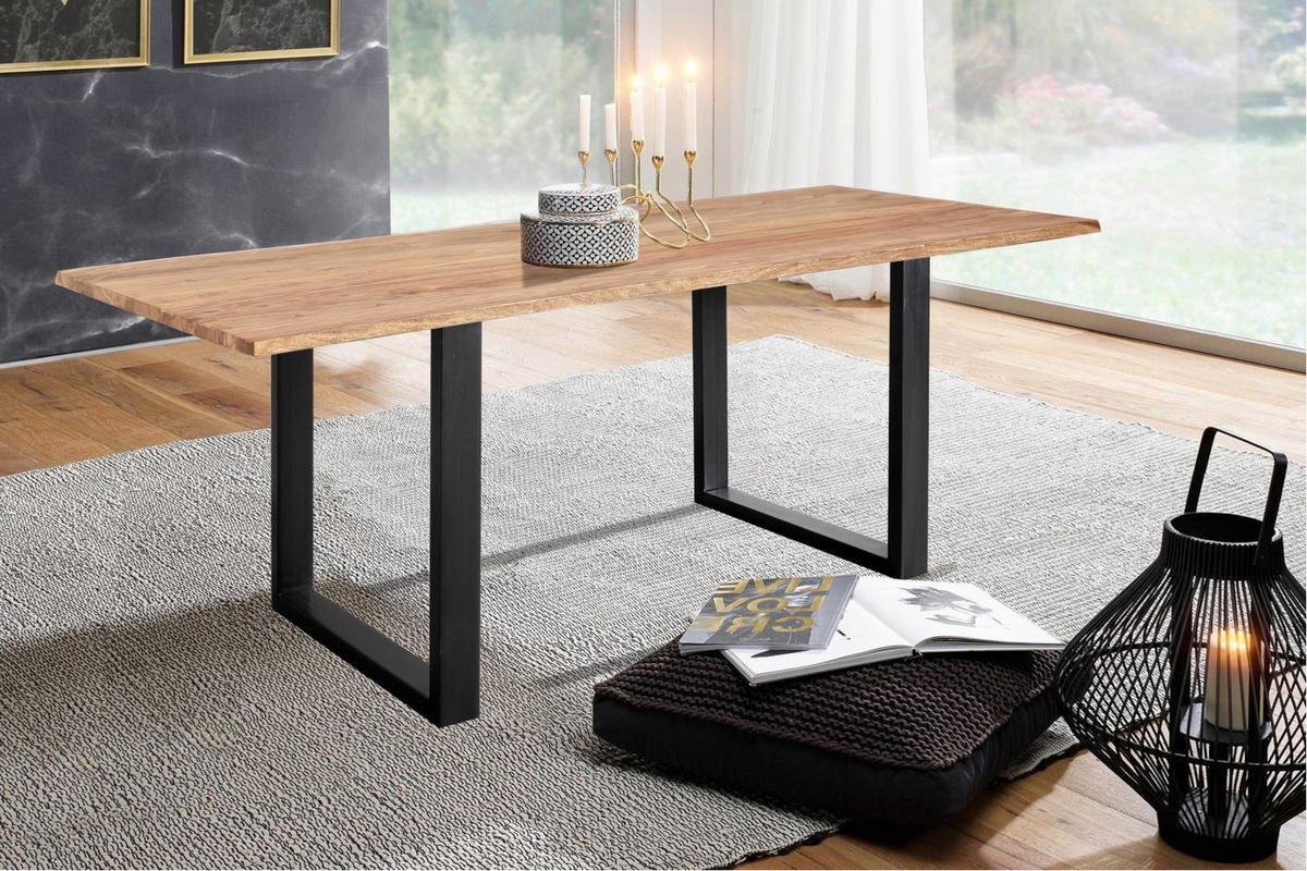 ESSTISCH MAREK - Beige/Schwarz, Holz/Metall (100/200/77cm) - SAM