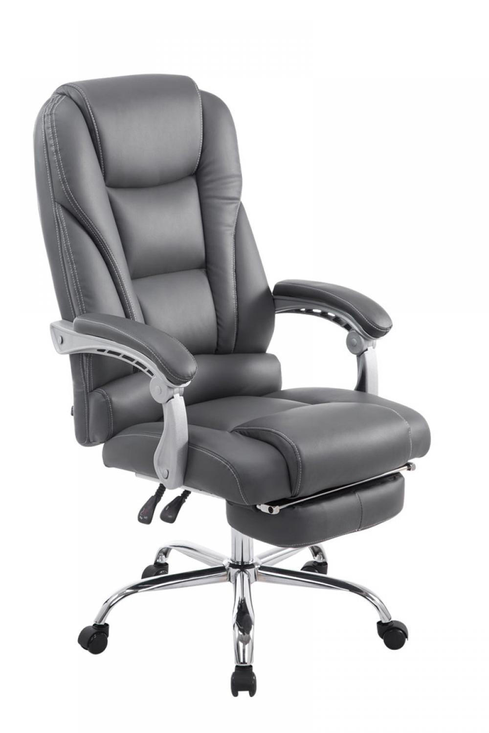 CHEFSESSEL Lederlook grau - Chromfarben/Grau, Textil/Metall (68/118/64cm) - CLP