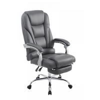 CHEFSESSEL Lederlook grau - Chromfarben/Grau, Textil/Metall (68/118/64cm) - CLP