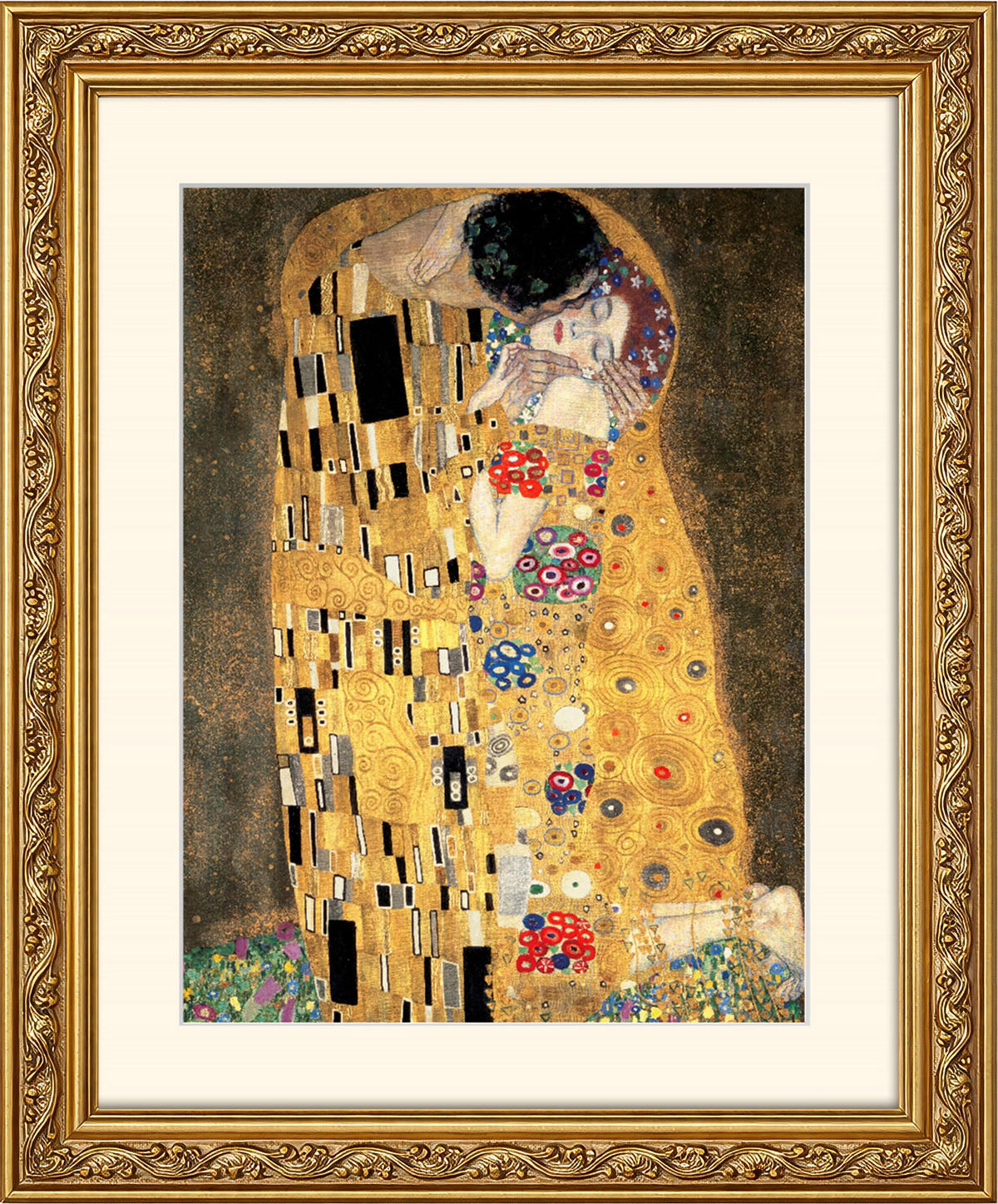 BILD gerahmt 53x63 cm Gustav Klimt "Der Kuss" - Gelb, Holz (53/63cm) - artissimo