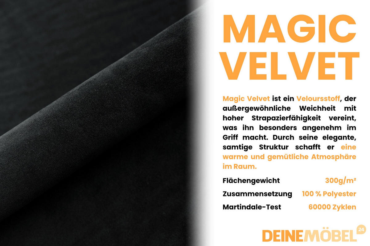 POLSTERBETT MEGAN 200/200 in Velours Schwarz - Schwarz, Holz/Holzwerkstoff (200/200cm) - Deine Möbel 24