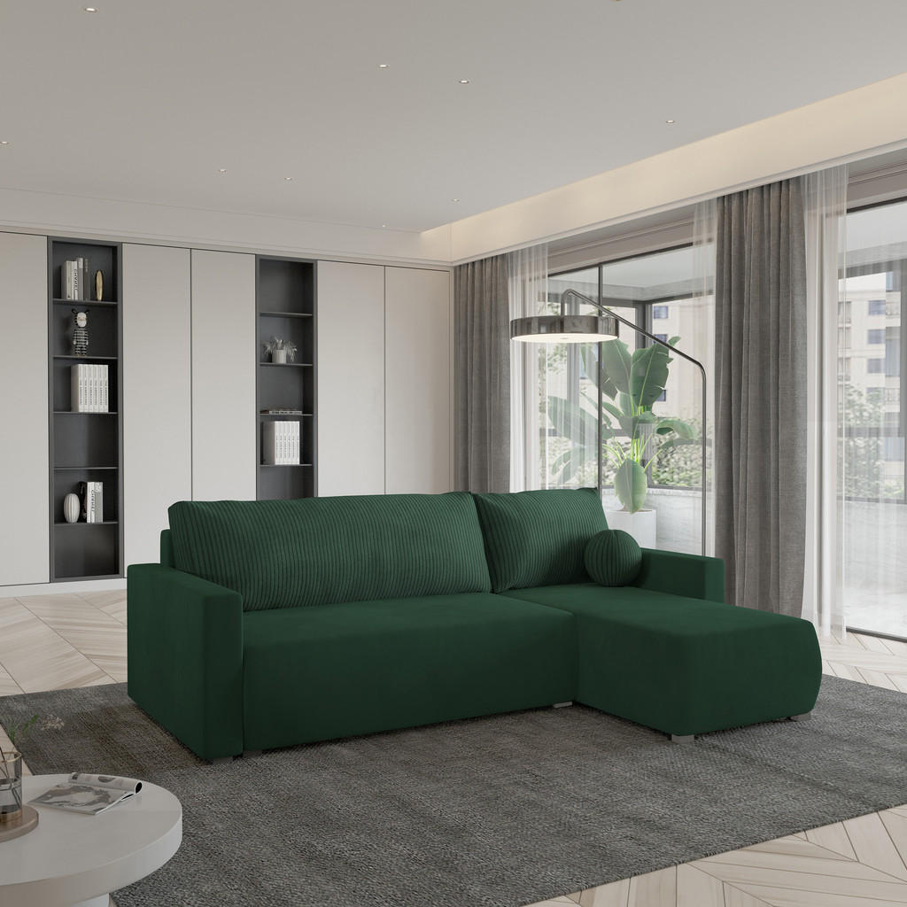 Thumbnail - Masseno Ecksofa, Grün, Holz, 3-Sitzer, L-Form,L-Form, 220x143 cm, Wohnzimmer, Sofas & Couches, Wohnlandschaften, Ecksofa...