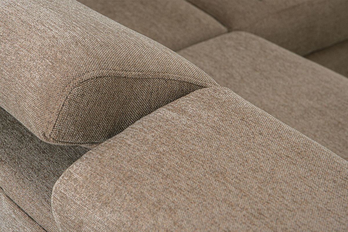 SCHLAFECKSOFA RATLO links 4/5-Sitzer mit Bettkasten, dunkelbeige - Beige/Silberfarben, Textil (270/190cm) - KONSIMO®
