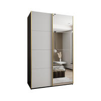SCHWEBETÜRENSCHRANK 245,5/150/64 2-türig - Goldfarben/Schwarz, Holz/Metall (150/245/64cm) - Abiks Möbel
