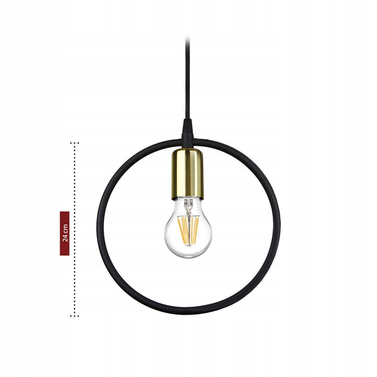 PENDELLEUCHTE RING - Goldfarben/Schwarz, Metall (30/30/80cm) - kiki design