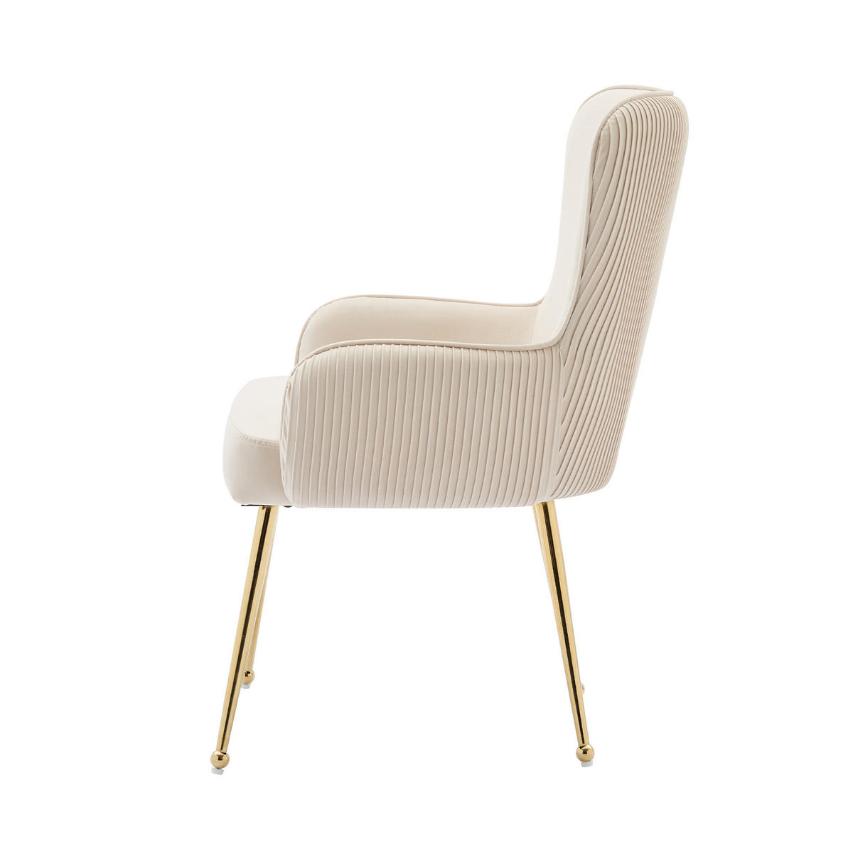ESSZIMMERSTUHL 4er-Set mit Armlehnen Samt Beige/Gold - Beige, Metall (47.5/83/57.1cm) - Meubliv