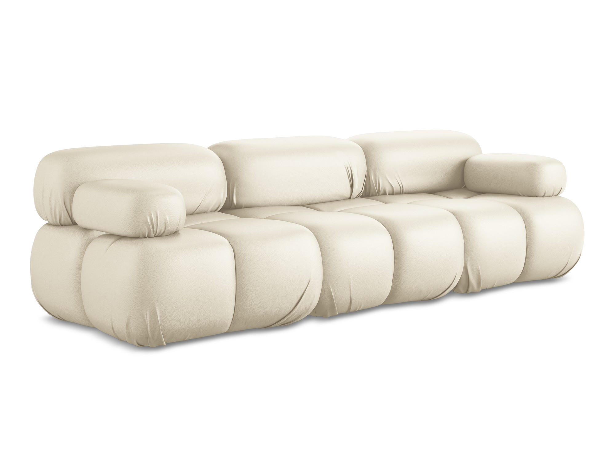 3-SITZER SOFA Kunstleder Beige - Beige/Creme, Leder/Kunststoff (285/70/96cm) - Makamii