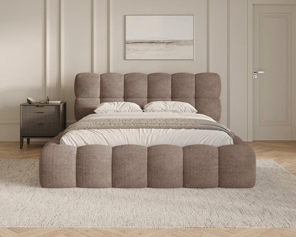 POLSTERBETT - Bett 19 - 180x200 - Taupe (Arena 06) - Taupe, Holzwerkstoff/Textil (180/200cm) - Möblo