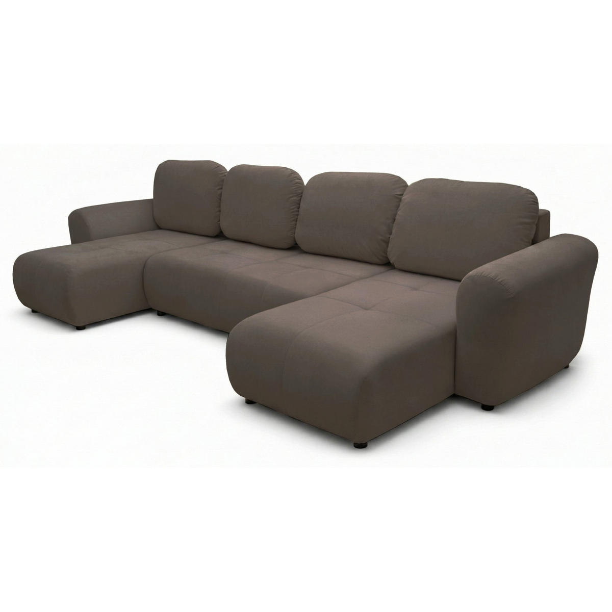 WOHNLANDSCHAFT Olido dunkelbeiger Samt - Schwarz/Cappuccino, Kunststoff/Textil (315/82/150cm) - Selsey