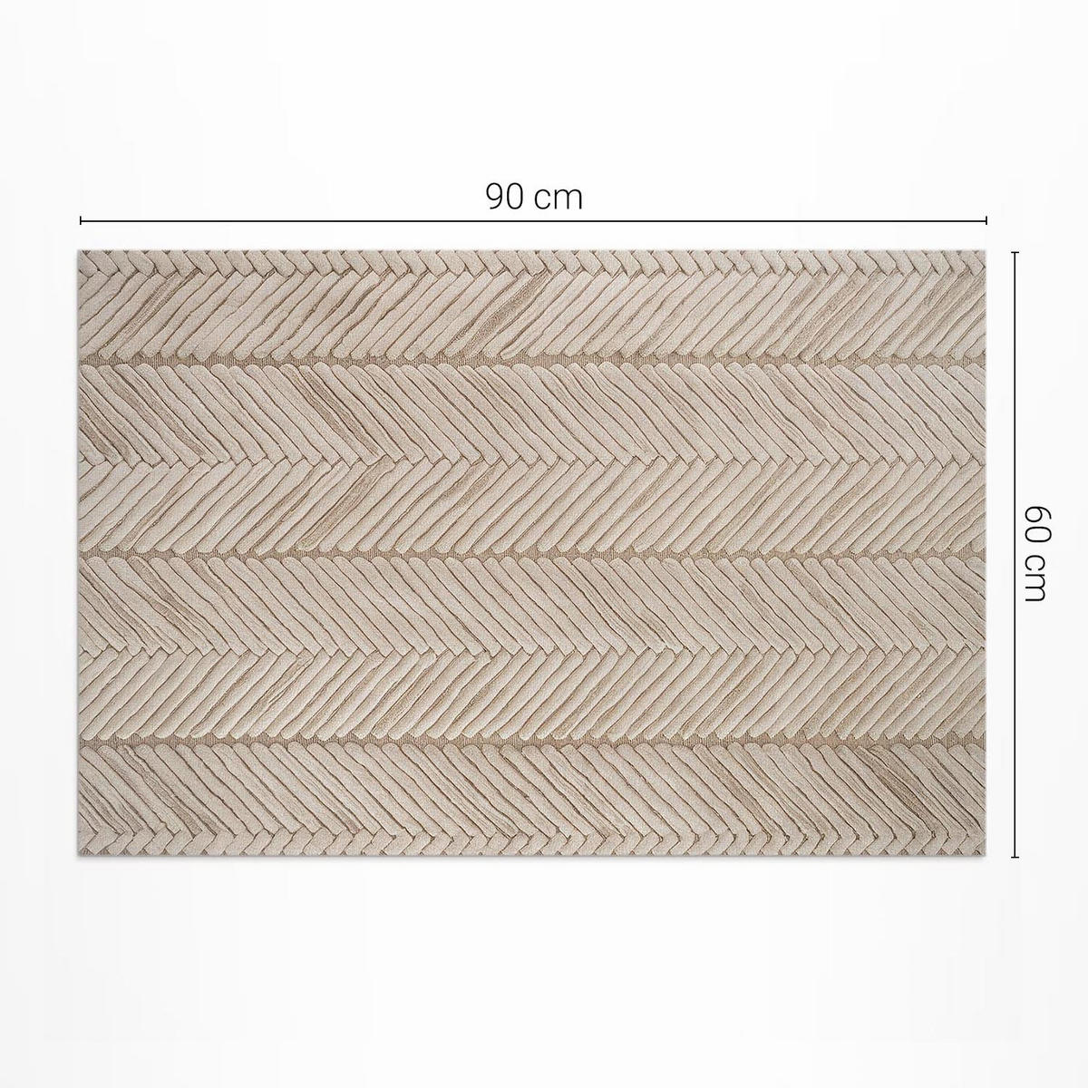 TEPPICH 60x90 cm Indianisches Flechtmuster - Sandfarben, Kunststoff (60/90cm) - Wallfluent