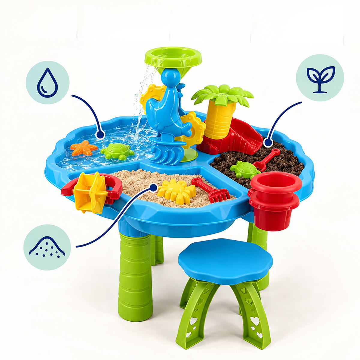 STŮL Vícebarevný dětský vodní herní se stoličkou - různobarevná, plast (60/60cm) - Relaxdays