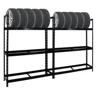 REIFENREGAL Tiger XL 2er-Set mit 2x 200x150x45 cm 300 kg Fachlast bis zu 36 Reifen Schwarz - Schwarz, Metall (300/200/45cm) - PROREGAL
