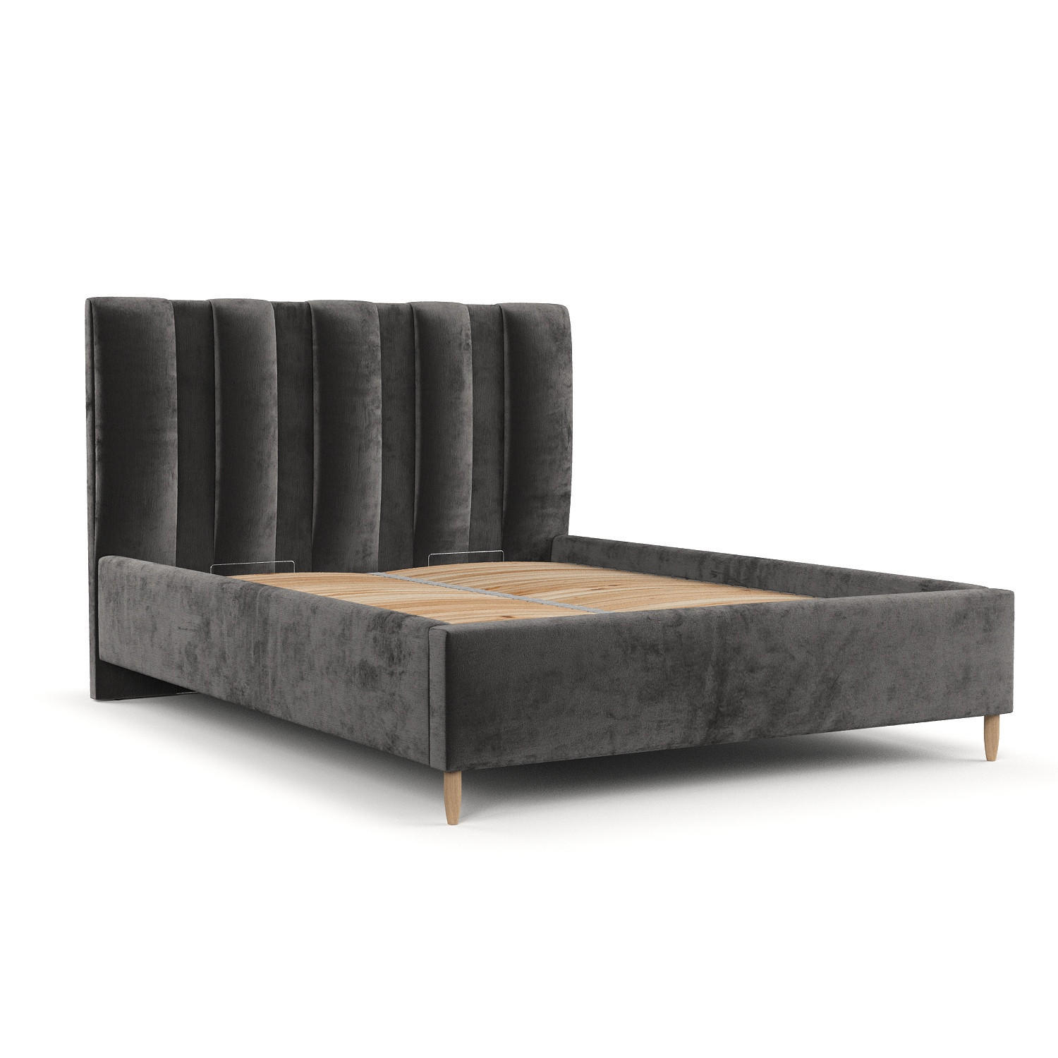 POLSTERBETT Loom 180/200 cm Anthrazit im Lotta Stoff - Anthrazit/Naturfarben, Holz/Holzwerkstoff (180/200cm) - AltaBeds