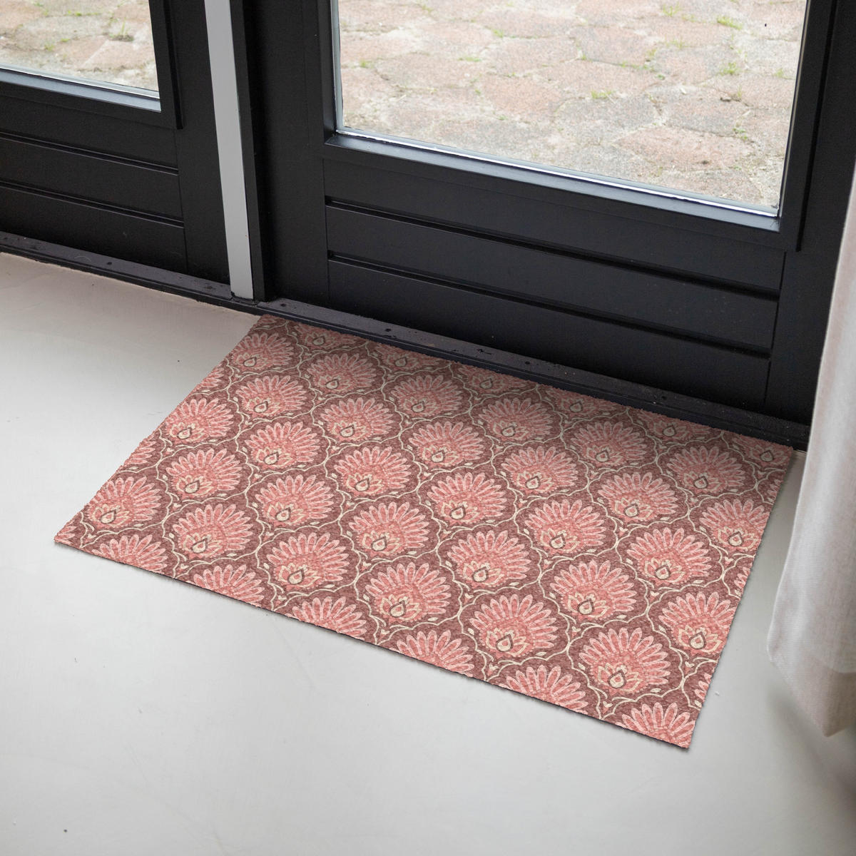 ROHOŽKA Motiv vějíře - vzor - růžová 90x60 cm - starorůžová, plast/umělá hmota (90/0.4cm) - MuchoWow