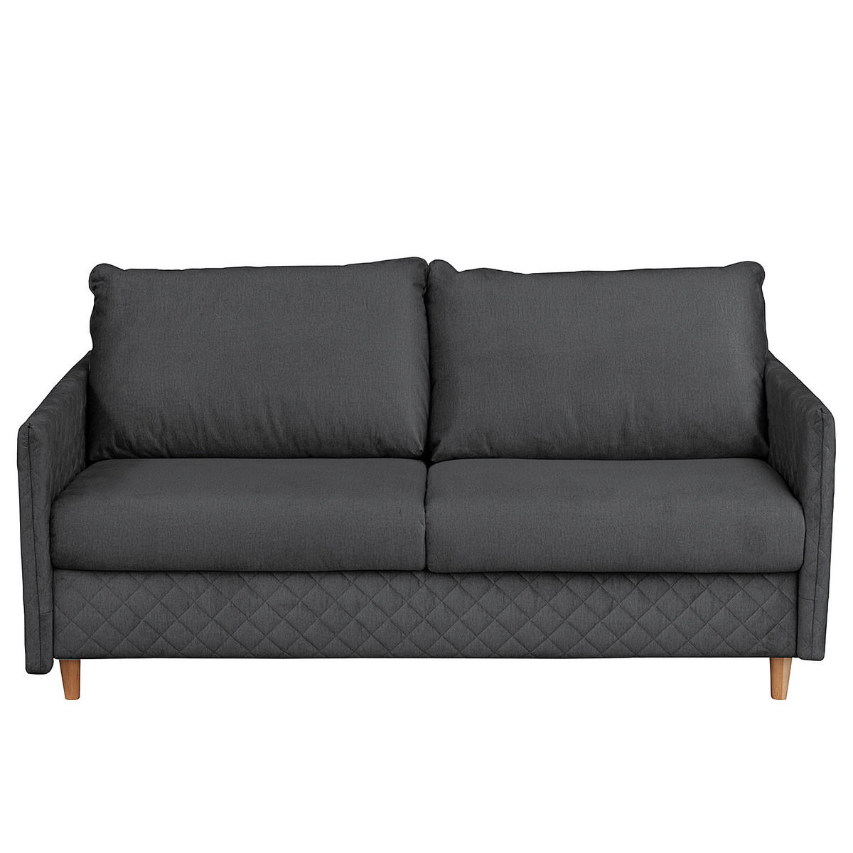 SCHLAFSOFA mit Matratze - Samt - Anthrazit/Buchefarben, Buchenholz/Textil (171/95/101cm) - home24