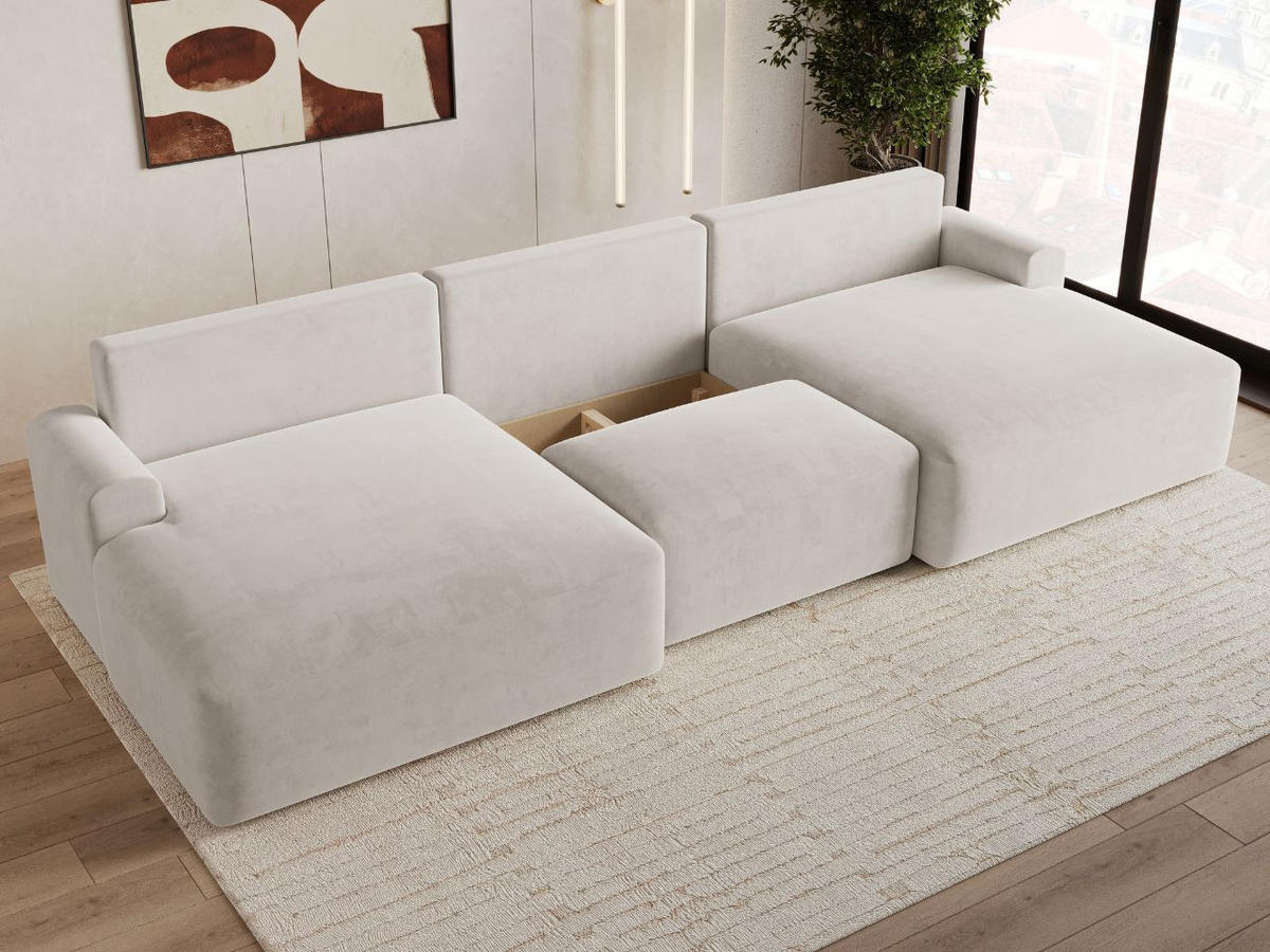 ECKSOFA U Serene Ecru - Ecru, Holz/Textil (391/145cm) - Graingold