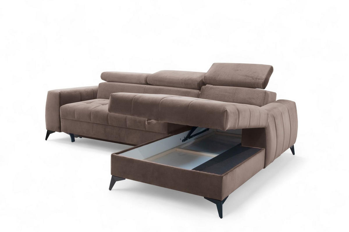 ECKSOFA Agnesa Xs In Salvador - Braun, Holzwerkstoff/Textil (260/200cm) - Fun Möbel