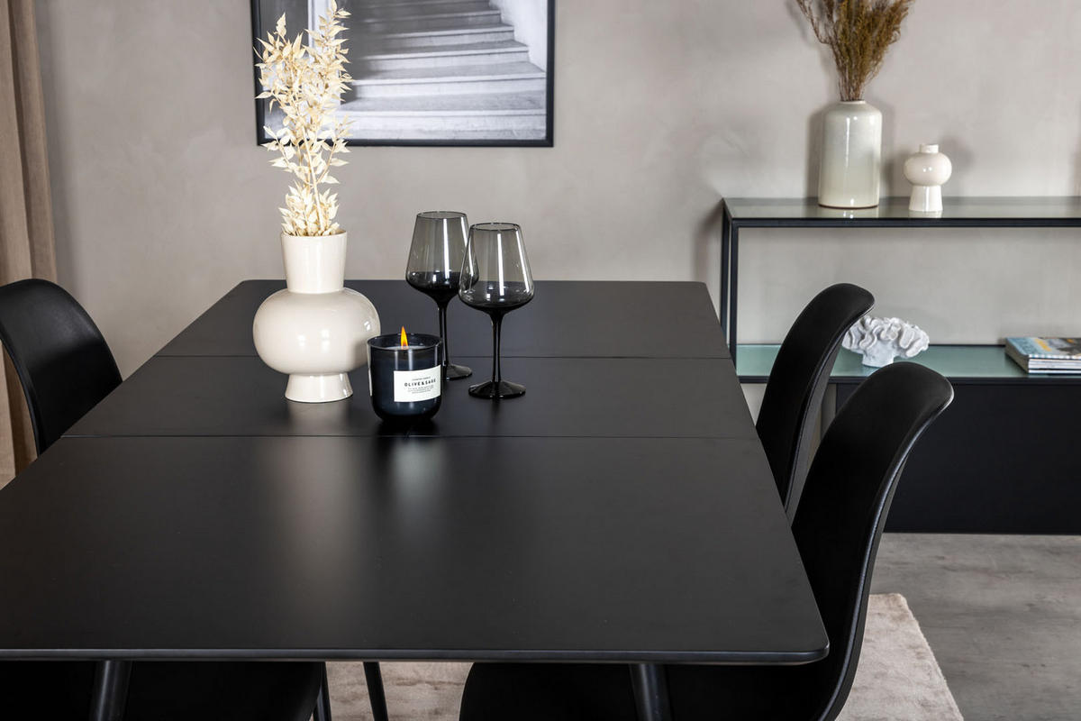 TISCHGRUPPE Schwarz - Schwarz, Holzwerkstoff (90/76/120cm) - ebuy24