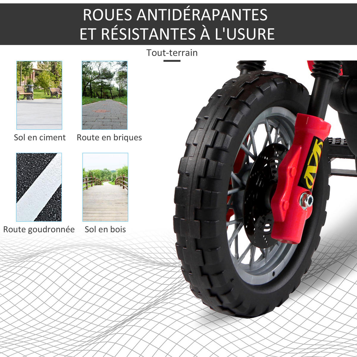 ELEKTRO-MOTORRAD DE-13170 Licht & Sound Rot - Rot, Metall (102/53/66cm) - ComfortXL