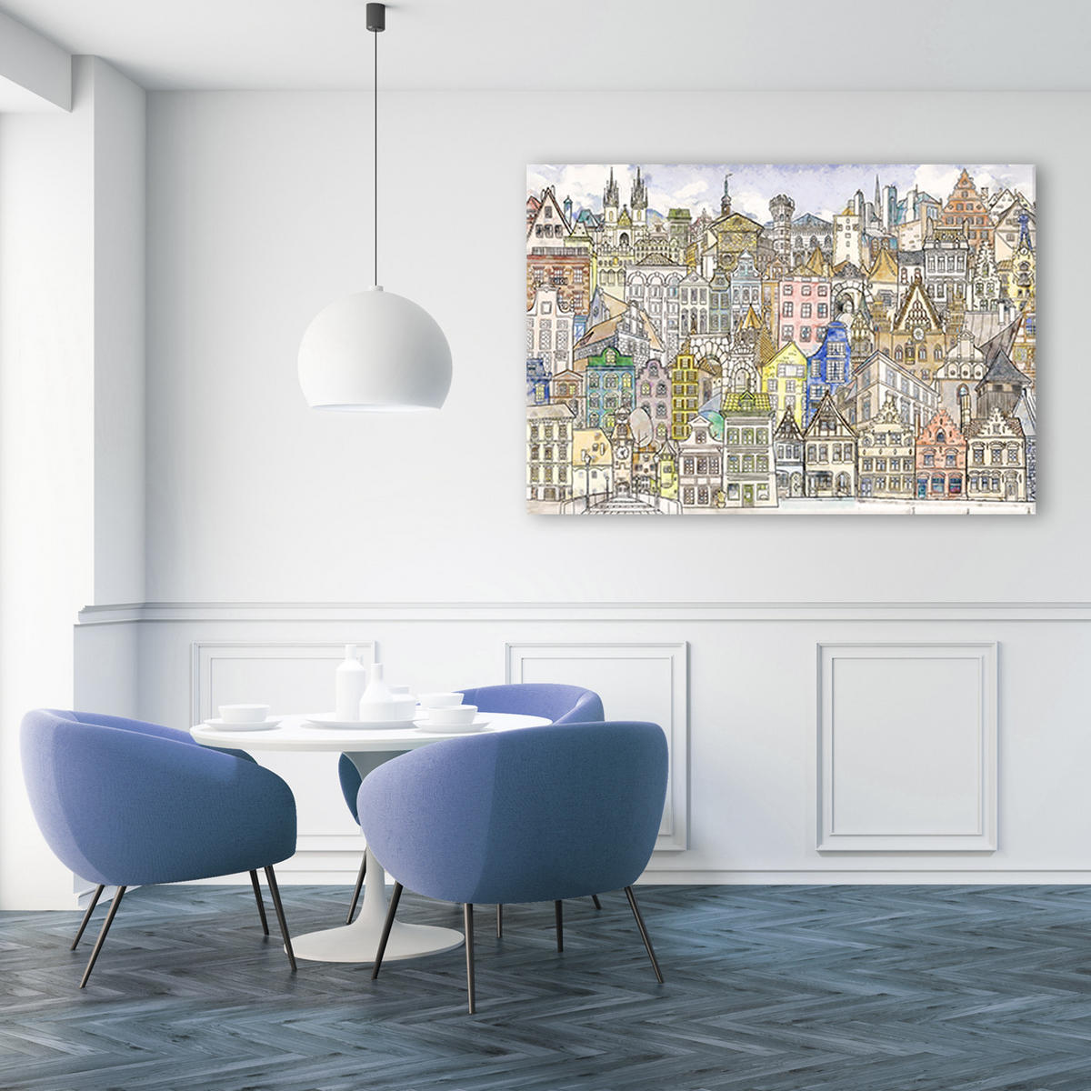 WANDBILD fröhliche stadt - Multicolor, Textil (60/40cm) - Feeby