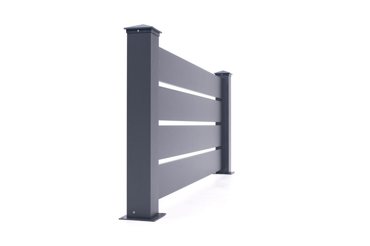 VORGARTENZAUN 3er-Set Vogel grau 1,9m H.80cm aluminium - Grau, Metall (567/80cm) - Casanoov