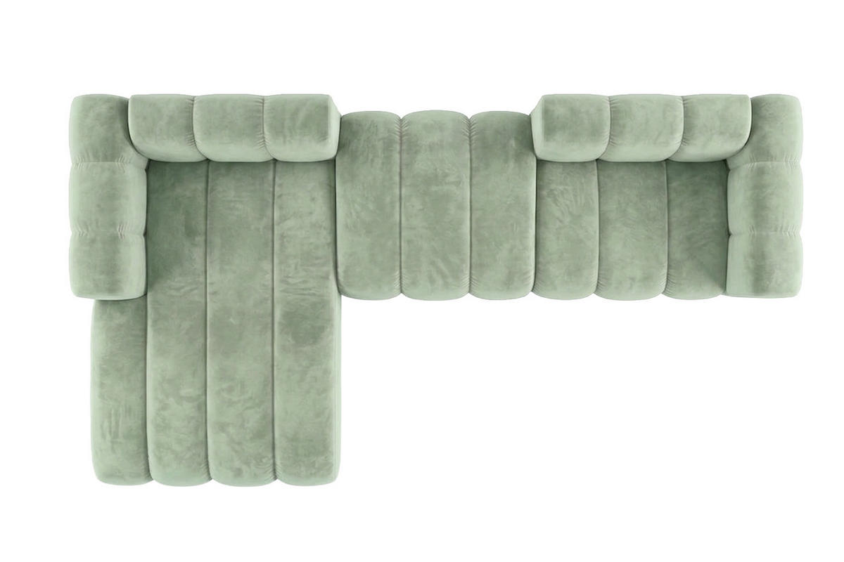ECKSOFA Modulares In L-Form, Velvet-Stoff Riviera, Mintz, Links, GRAND 319 cm - Mintgrün, Holz (319/175cm) - Kaiser Möbel